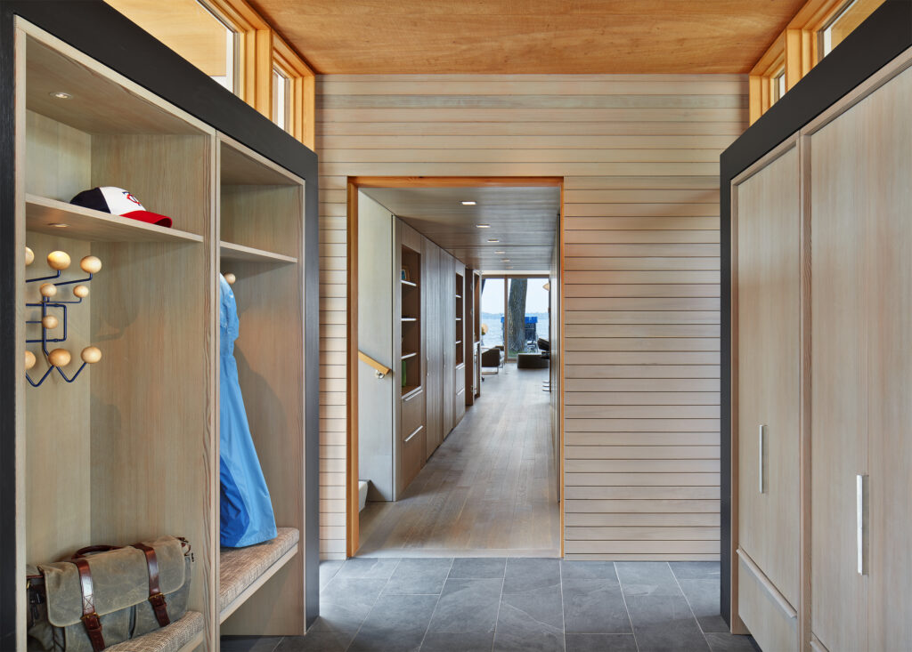 rift sawn cabinet and floor materials with clear vertical grain douglas fir and rubio monocoat finish